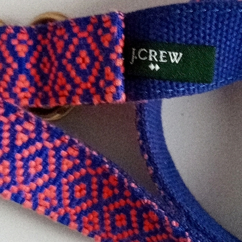 J Crew Woven Vibrant Orange and Blue Okay Belt